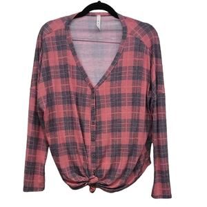 MTS Red & Gray Plaid Button Down Shirt - Size Small